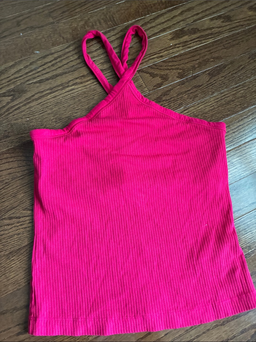 Old Navy Women’s Hot Pink Ribbed Asymmetric Tank Top